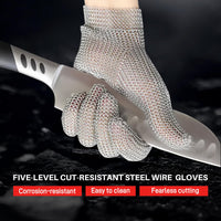 GOL-SIV ANSI A9 Cut Resistant Stainless Steel Metal Mesh Chainmail Gloves,Butcher Gloves Food Grade For for Kitchen Cooking, Butcher Meat Cutting, Oyster Shucking, Mandoline, 3 Finger, L