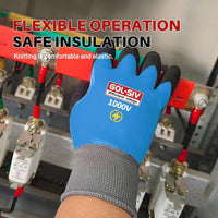 GOL-SIV Industrial Insulated Gloves 1000V Rated, Lightweight Non-Conductive Safety Gloves For Electrician, 1000V|Double Insulated, 10pcs-Large.