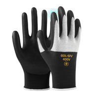GOL-SIV 3 Pairs Insulated Electrical Gloves 400V, Touch Screen Low Voltage Electrician Work Gloves, Rubber Non-Slip Grip for Wire Working & Maintenance, Black, XL