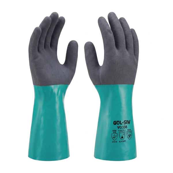 GOL-SIV Nitrile Chemical Resistant Work Gloves, XL, 12 Pairs