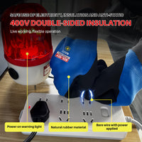 GOL-SIV 400V Insulated Electrician Gloves, Rubber Non-Slip, Blue, Large