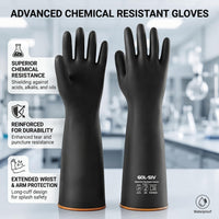 GOL-SIV Heavy Duty Latex Gloves, Chemical Resistant Work Gloves - Waterproof, Resist Acid, Oil, Alkali - Extra Long Industrial Rubber Safety Glove for Sandblasting & Deep Tank, 22in, 6 Pairs