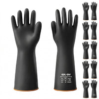 GOL-SIV Heavy Duty Industrial Rubber Gloves, Chemical Resistant Protective Industrial Gloves - Waterproof, Resist Acid, Oil, Alkali - Latex Safety Glove for Metal Plating & Pool, 18in, 6 Pairs