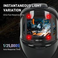 GOL-SIV WHA100 Auto Darkening Welding Helmet-CE EN175 Certification-Solar&Battery Power-4 Sensors, 0.04ms Response Time-Optical Grade 1/1/1/2-True Color Wide View Screen-Shade 8-12 for SMAW, MIG, TIG, GTAW