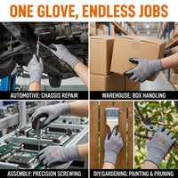 GOL-SIV Safety Work Gloves for Men 12 Pairs, Breathable Micro-Foam Nitrile Coated, Non-Slip Grip for Logistics & Auto Repair, Lightweight 15 Gauge Spandex High Dexterity Fit (XL)
