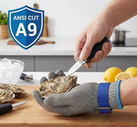 GOL-SIV ANSI A9 Cut Resistant Glove, Stainless Steel Mesh Metal Glove, Food Grade for Kitchen Cooking, Butcher Meat Cutting, Oyster Shucking, Mandoline, Fishing, Size S, 2 pcs