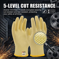 GOL-SIV Aramid Cut Resistant Gloves, Thick Knit Design, Grilling Gloves for Men & Women, Machine Washable, Small