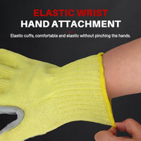 GOL-SIV 5 Pairs Work Gloves Women & Men Small, 7-Gauge Aramid Knit with Cowhide Leather Palm, Heavy Duty Cut Resistant Safety Gloves for Glass Handling, Metal Fabrication, Construction & Workshop