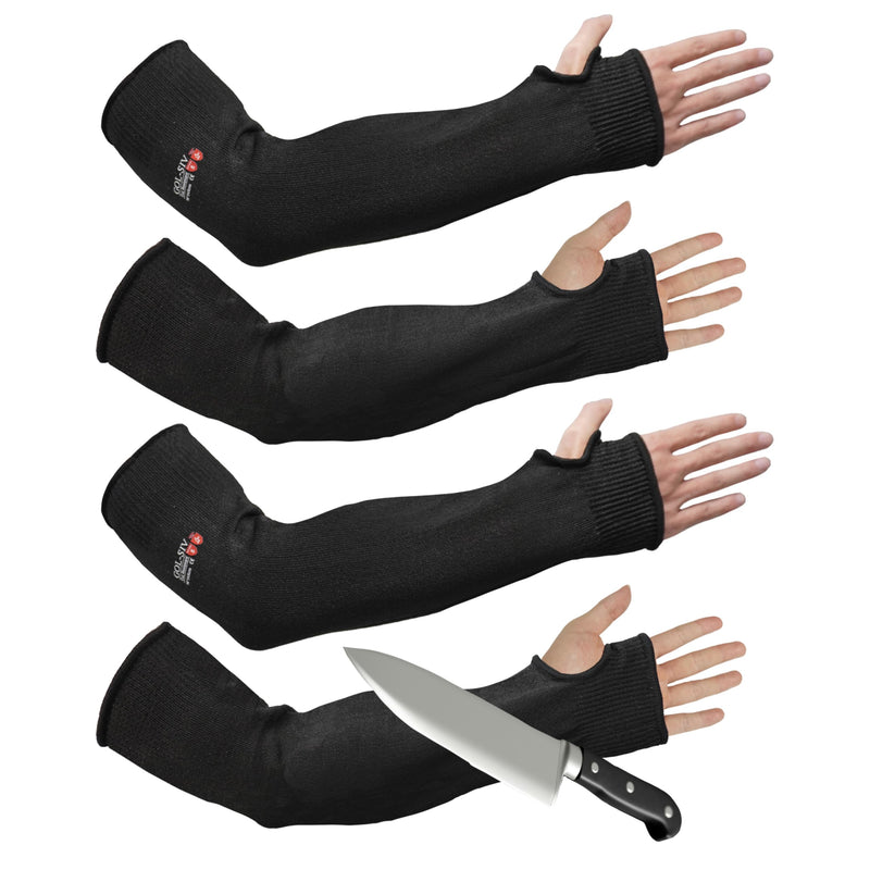 GOL-SIV Arm Protectors For Thin Skin And Bruising, Cut Resistant Sleeves For Men Women, A5 Level Farmer Sleeve For Gardening (Black & Black, 17.7 In - 2pairs)