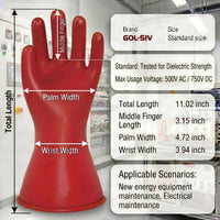 GOL-SIV Class 00 Insulated Electrician Gloves, ASTM D120, 500V, 1 Pair
