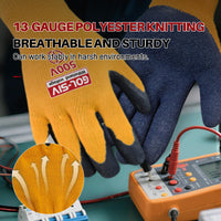 GOL-SIV Electrical Insulated Gloves, 500V High Voltage Resistance Electrician Safety Gloves, Rubber Non Slip Work Gloves (500V|Poly-Cotton Insulated, Large)
