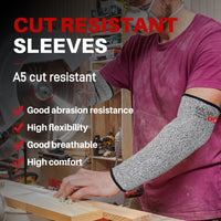GOL-SIV Arm Protectors For Thin Skin And Bruising, Cut Resistant Sleeves For Men Women, A5 Level Farmer Sleeve For Gardening (Black & Grey, 2pairs, 11.8 In)