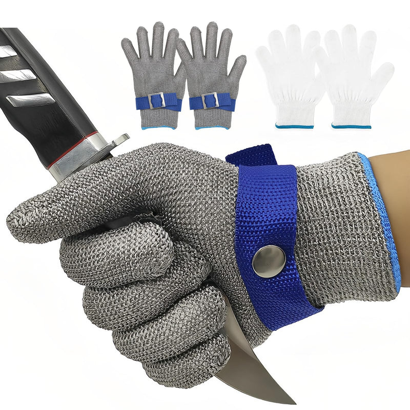 GOL-SIV ANSI A9 Cut Resistant Glove, Stainless Steel Mesh Metal Glove, Food Grade for Kitchen Cooking, Butcher Meat Cutting, Oyster Shucking, Mandoline, Fishing, Size S, 2 pcs