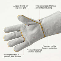 GOL-SIV 5 Pairs Professional Welding Gloves for Men, Extreme Heat Resistant Split Cowhide Leather, Kevlar Stitched Long Cuff Work Gloves for Metal Fabrication, Heavy Duty Grinding & Welding