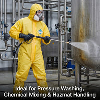 GOL-SIV 6-Pack Hazmat Suit with Hood - Type 3/4 Chemical Liquid Splash Protective Coveralls for Pressure Washing & Hazardous Handling (XXXL)