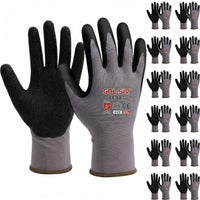 GOL-SIV 12 Pairs Sandy Nitrile Coated Work Gloves, Level 4 Abrasion Resistant, 15-Gauge Breathable Mechanic Gloves for Superior Grip, Warehouse & Construction (XL)