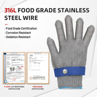 GOL-SIV ANSI A9 Cut Resistant Glove, Stainless Steel Mesh Metal Glove, Food Grade for Kitchen Cooking, Butcher Meat Cutting, Oyster Shucking, Mandoline, Fishing, M, 2 pcs
