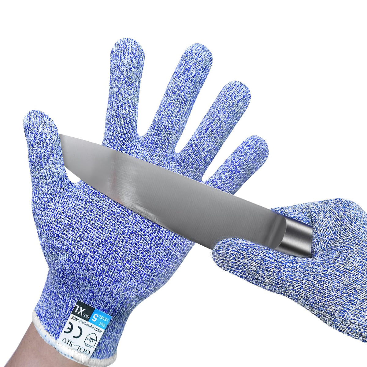 GOL-SIV Level 5 Cut Resistant Gloves Food Grade, Oyster Shucking Gloves Comfort Safety Mandoline Slicer Glove for Meat Cutting, Wood Carving, Blue, XL