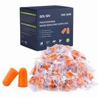 GOL-SIV Disposable Earplugs (50 Pairs), Premium NRR 33dB Noise Cancelling Foam Ear Plugs, Safety Hearing Protection for Work, Power Tools, Mowing, Shooting, Sleeping, Travel & Studying