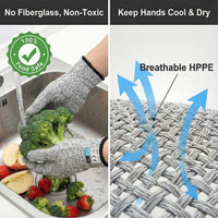 GOL-SIV ANSI A5 Cut Resistant Gloves,Cut Resistant Gloves Food Grade Cutting Gloves For Chefs Women,Kitchen Oyster Shucking,Meat Cutting,Wood Carving,Red,M