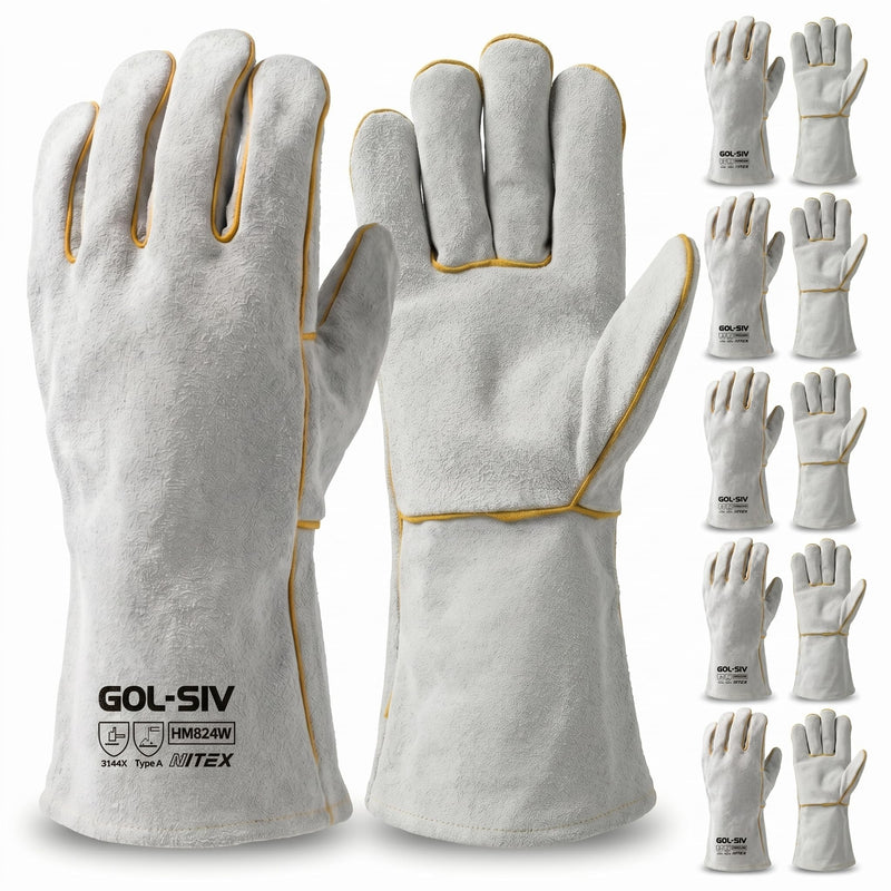 Heat-resistant welding gloves