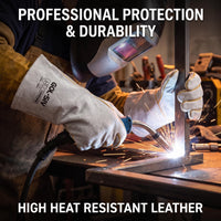GOL-SIV Split Leather Welding Gloves, 14 Inch Work Gloves