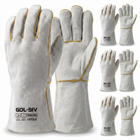 GOL-SIV Welding Gloves Men 3 Pairs, Heavy Duty Split Cowhide Leather Work Gloves with Kevlar Stitching, Extreme Heat Resistant Gauntlet for MIG/Stick Welding & Metal Fabrication