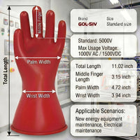 GOL-SIV Class 0 Insulated Electrician Gloves, ASTM D120, 1000V, 1 Pair