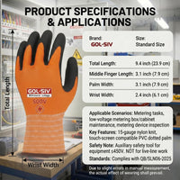 GOL-SIV 500V Insulated Electrician Gloves, Touchscreen, Nylon, Large
