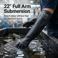 GOL-SIV Heavy Duty Latex Gloves, Chemical Resistant Work Gloves - Waterproof, Resist Acid, Oil, Alkali - Extra Long Industrial Rubber Safety Glove for Sandblasting & Deep Tank, 22in, 6 Pairs