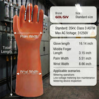 GOL-SIV Class 3 Insulated Gloves, ASTM D120, 26500V, 1 Pair, Yellow