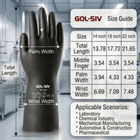 GOL-SIV Heavy Duty Latex Gloves, Chemical Resistant Work Gloves - Waterproof, Resist Acid, Oil, Alkali - Extra Long Industrial Rubber Safety Glove for Sandblasting & Deep Tank, 22in, 6 Pairs