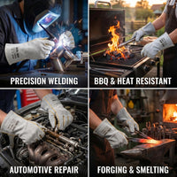 GOL-SIV 5 Pairs Professional Welding Gloves for Men, Extreme Heat Resistant Split Cowhide Leather, Kevlar Stitched Long Cuff Work Gloves for Metal Fabrication, Heavy Duty Grinding & Welding