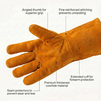 GOL-SIV 3 Pairs Welding Gloves for Men, Premium Top Grain Cowhide Leather, Kevlar Stitched Heat Resistant Work Gloves for MIG/Stick Welder, Reinforced Fingers