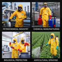 GOL-SIV 6-Pack Hazmat Suit - Heavy Duty Chemical Protective Coverall with Hood, Liquid Splash Resistant Full Body PPE for Industrial & Agricultural Spraying (Large)