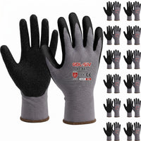 GOL-SIV Sandy Nitrile Work Gloves 12 Pairs, EN388 Level 4 Abrasion, Anti-Slip Grip for Oily Parts, Breathable Seamless Knit Gloves for Mechanic, Warehouse & DIY (L)