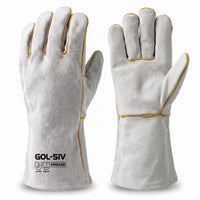 GOL-SIV Split Leather Welding Gloves, 14 Inch Work Gloves