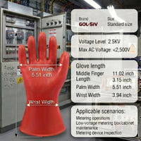 GOL-SIV Class 00 Insulated Electrician Gloves, ASTM D120, 500V, 1 Pair