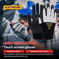 GOL-SIV 400V Insulated Electrical Gloves, Touch Screen, Flame Retardant, XL