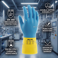 GOL-SIV Neoprene Latex Blend Chemical Gloves, 20 Mil,12 Pairs, M
