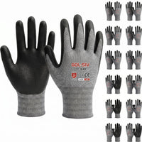 GOL-SIV Work Gloves 12 Pairs, Micro-Foam Nitrile Coated Safety Gloves for Firm Grip, Breathable Seamless High Dexterity Mechanic Gloves for Warehouse, Precision Assembly & DIY (M)