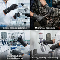 GOL-SIV Industrial Chemical Resistant Work Gloves, 14 Inch Heavy Duty Black Latex PPE, Waterproof Acid/Alkali Proof with Non-Slip Grip for Janitorial & Cement Mixing, 2 Pairs
