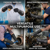 GOL-SIV Heavy Duty Industrial Rubber Gloves, Chemical Resistant Protective Industrial Gloves - Waterproof, Resist Acid, Oil, Alkali - Latex Safety Glove for Metal Plating & Pool, 18in, 6 Pairs