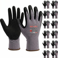 GOL-SIV 12 Pairs Sandy Nitrile Coated Work Gloves, Level 4 Abrasion Resistant, 15-Gauge Breathable Safety Gloves for Warehouse, Mechanic & Gardening (M)