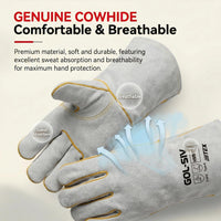 GOL-SIV Welding Gloves Men 3 Pairs, Heavy Duty Split Cowhide Leather Work Gloves with Kevlar Stitching, Extreme Heat Resistant Gauntlet for MIG/Stick Welding & Metal Fabrication