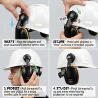 GOL-SIV Hard Hat Ear Muffs, 32dB NRR, Cap-Mounted, Black/Yellow