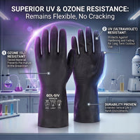 GOL-SIV Black Neoprene Chemical Gloves, 26 Mil Work Gloves, XL, 12 Pairs