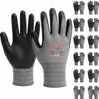 GOL-SIV Work Gloves 12 Pairs, Foam Nitrile Coated Palm for Firm Oil Grip, Breathable Seamless Mechanic Gloves, Abrasion Resistant Safety Work Gear for Warehouse, Auto Repair & DIY (L)