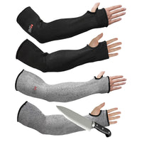 GOL-SIV Arm Protectors For Thin Skin And Bruising, Cut Resistant Sleeves For Men Women, A5 Level Farmer Sleeve For Gardening (Black & Grey, 17.7 In - 2pairs)