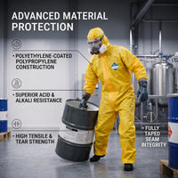 GOL-SIV 6-Pack Hazmat Suit - Heavy Duty Chemical Protective Coverall with Hood, Liquid Splash Resistant Full Body PPE for Industrial & Agricultural Spraying (Large)